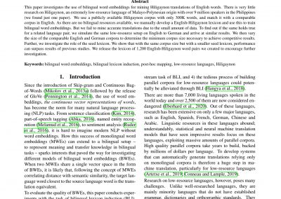 Bilingual Word Embeddings für Hiligaynon